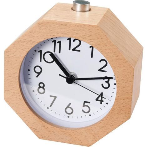 Wooden Analog Alarm Clock - Non-ticking with Snooze Function - Luminous Dial - Silent Travel Alarm Clock - Snooze Function - for Home, Bedroom, Office