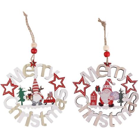 2 petites décorations de Noël en bois (avec ficelle) adaptées aux loisirs créatifs, décorations d'arbre de Noël, décorations d'arbre de Noël en bois