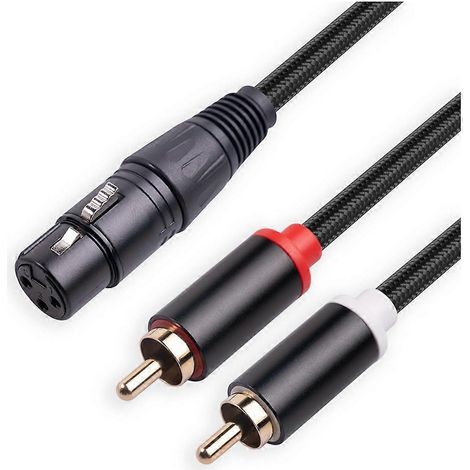 Câble répartiteur en Y XLR femelle 3 broches vers double RCA mâle, câble audio pour amplificateur/mixeur, câble d'interconnexion audio stéréo, 3 mètres (1/5)