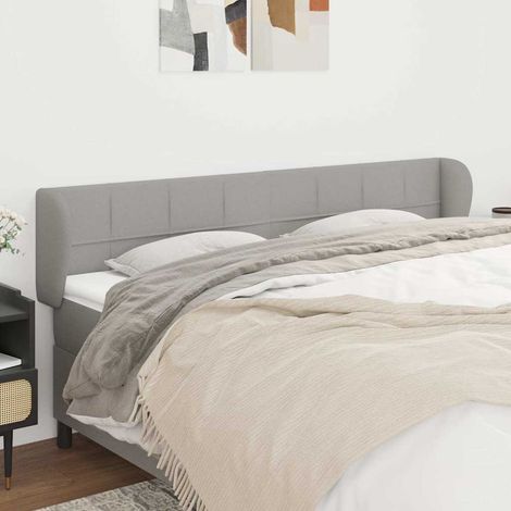 vidaXL Tête de lit avec oreilles Gris clair 183x23x78/88 cm Tissu (1/5)