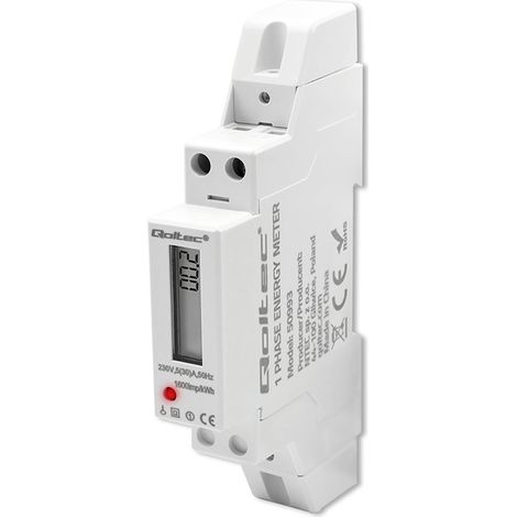 Contatore elettronico monofase Qoltec Contatore di consumo energetico su guida DIN 230 V 30 A LCD 1P (1/5)