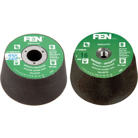 Mole abrasive coniche a tazza per marmo e granito D.110/90x55 F.22 Gr.120 - 18pz