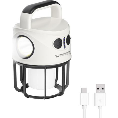 Lanterne Camping, LED Lampe Camp Puissante Rechargeable 2400 mAh Étanche Lampe Tente Avec Luminosité Réglable 6 Modes Pour Pêche/Urgence/Randonnée (1/5)