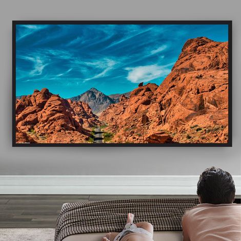 【Maison connectée】Écran de Projection 130" 16:9 HD 4K 291 x 171 cm, Écran Videoprojecteur, Boîtier en aluminium, pour Cinéma Maison, Bureau, Blanc (1/5)