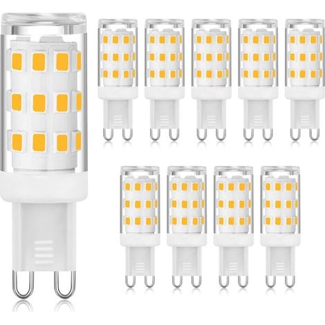 Ampoule LED G9 3000K blanc chaud 3W, ampoule LED à douille G9 à deux broches (équivalent halogène 40W), ampoules G9 à économie d'énergie pour lustre, pas de scintillement, non dimmable, 10 paquets [Cl (1/4)