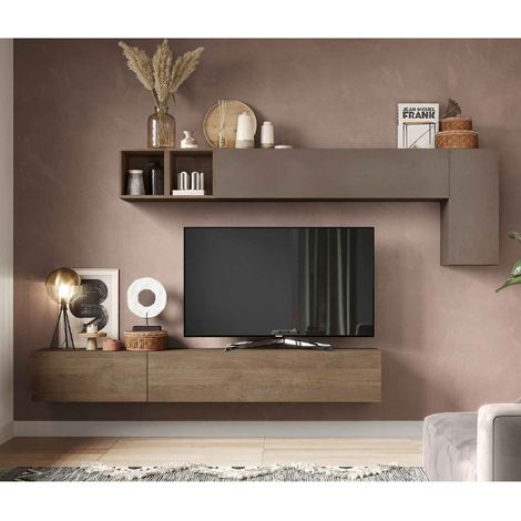 Parete attrezzata soggiorno L 276x180x30 comp 41 - Infinity BRONZO / MERCURE (1/2)