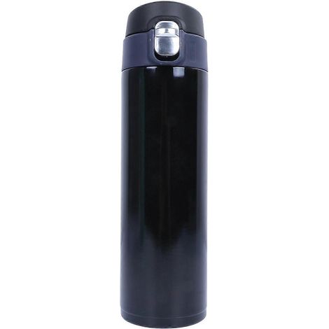Stück 450 ml großer Becher, tragbarer Thermobecher, isolierte Wasserflasche für Zuhause, Büro und Auto (Schwarz)-23X6.5CM-Black (1/3)