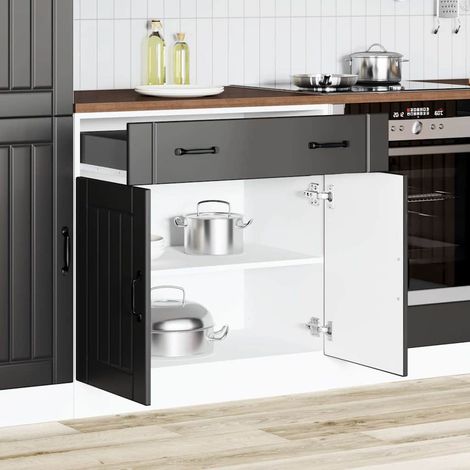Küchen-Unterschrank Lucca Schwarz Holzwerkstoff