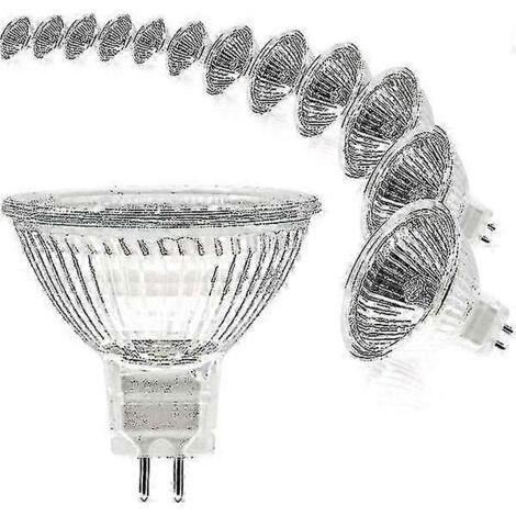 Pair Ampoules halogènes 12 V 20 W pour culot MR16/GU5.3, dimmables, blanc chaud 2700 K, lot de 12