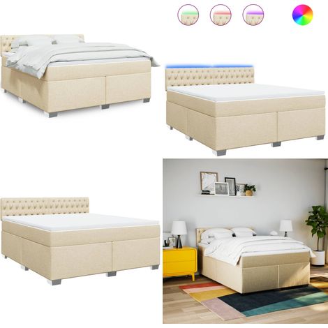 vidaXL Boxspringbett mit Matratze Creme 180x200 cm Stoff (1/5)