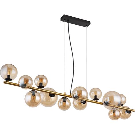 Pendelleuchte Hängelampe Deckenleuchte Esszimmerlampe LED Glas Amber 13-Flammig