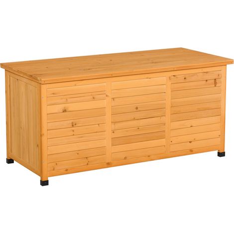 Coffre de jardin en bois de sapin étanche 127 x 56 x 60 cm jaune (1/5)