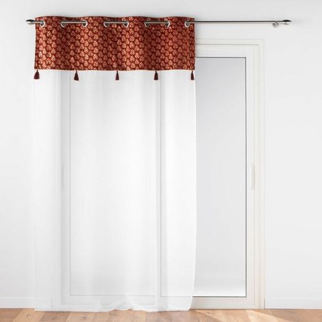 Homemaison – Voilage à œillets 140 x 240 cm – Voile sablé et velours – Coloris bordeaux – Lavable à 30° sans repassage (1/3)