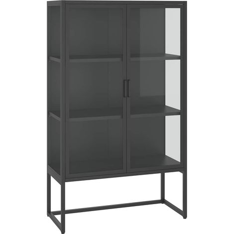 Maison Exclusive - Credenza Alta Antracite 80x35x135 cm Acciaio e Vetro Temperato (1/5)