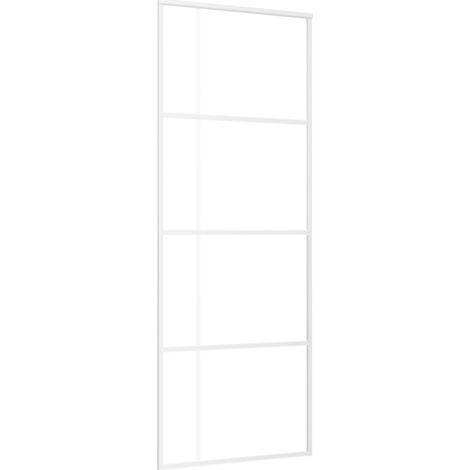 Puerta corredera ESG vidrio y aluminio blanca 76x205 cm vidaXL (1/6)