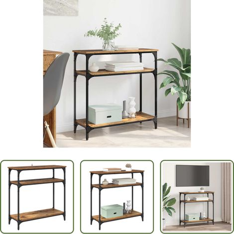 Holzwerkstoff -  Konsolentisch mit Regal Altholz 75 x 29 x 75 cm Holzwerkstoff (1/5)