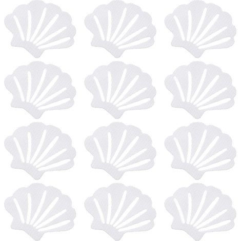 Pegatinas antideslizantes para bañera con forma de concha (blancas), 12 unidades (1/5)