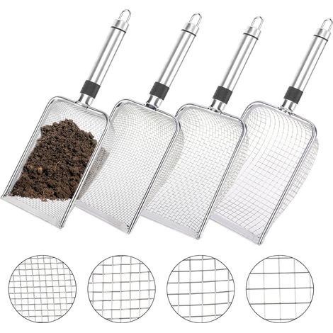 4 Stück Gartensieb aus Edelstahl Erdsieb mit Griff Kompostsieb für Gartenarbeit Sand Saatgut(2/2.8/3.8/5mm Masche) (1/5)