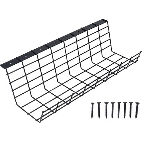 Support de câbles sous bureau noir, organiseur multifonction plateau de gestion pour bureau à domicile (1/5)