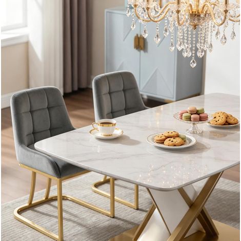 Sillas de comedor, lote de 2, 52,5 x 42,5 x 84 cm, metal gris oscuro, ajustables, FloraGrace (1/5)