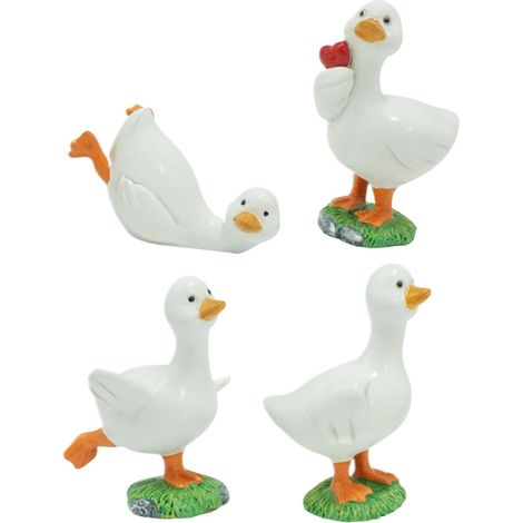 Skulpturen Harz Ente Dekorative Hofdekoration 4 teilige