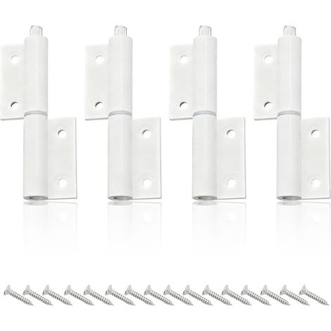 4 Paires Paumelles de Porte Blanc, Charnière Porte en Aluminio Haute Résistance, Gond Porte avec 24 Vis, pour Porte, Placard et Fenêtre (1/4)