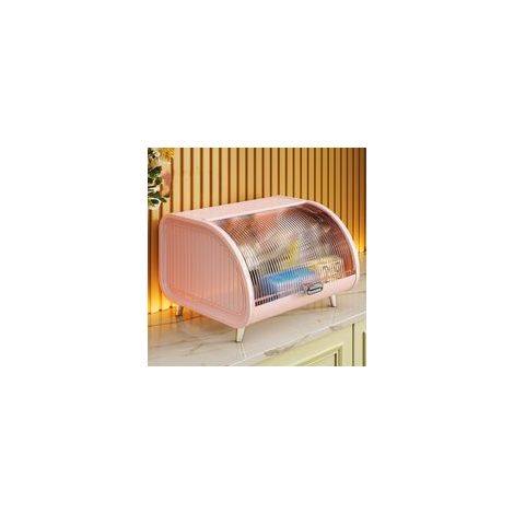 Großer Brotkasten für die Küchenarbeitsplatte, großes Fassungsvermögen, mit Acryl-Schiebetür, geeignet für Küchenecken, pink-Crezuo