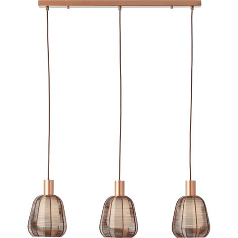 Brilliant Lampe Wallace Pendelleuchte 3-flammig Kaffee dunkel Metall/Holz braun 3x A60, E27, 40 W (1/5)