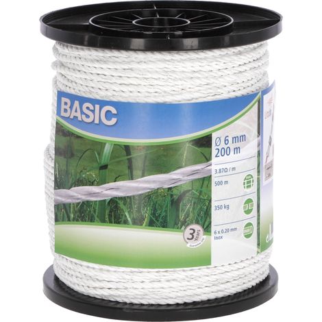 CORDA ELETTRIFICATA TONDO PER RECINTO BASIC BIANCO mt. 200 Ø mm. 6 fili 6