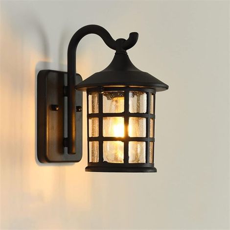 Lampe murale d'apparence rétro, lampe murale extérieure étanche, adaptée à la lampe de balcon d'allée, lampe de chevet de cour, style européen extérieur (1/5)