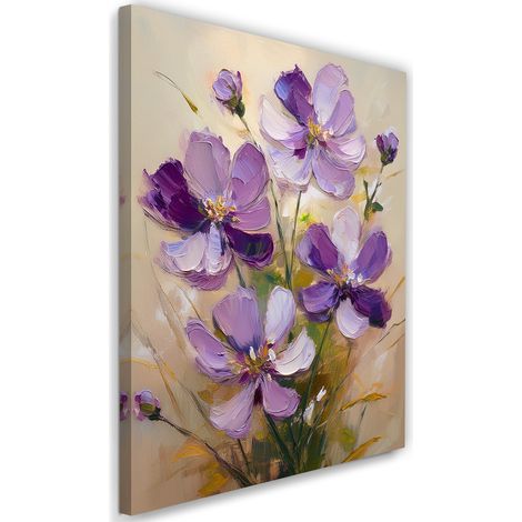 Tableau déco Fleurs peintes en violet 40x60 (1/5)