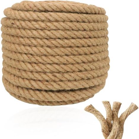 Corda in juta naturale per intreccio e artigianato, 10 m x 20 mm di spessore (1/5)