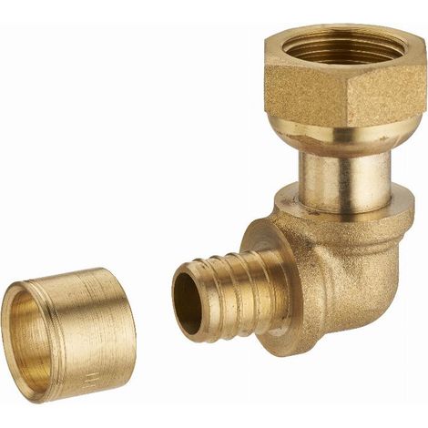 Gleitbogen für PER-Rohr NOYON & THIEBAULT - Ø 12 mm mit Innengewinde freie Mutter F1/2' (15x21) Messingring - 3189-1512L1