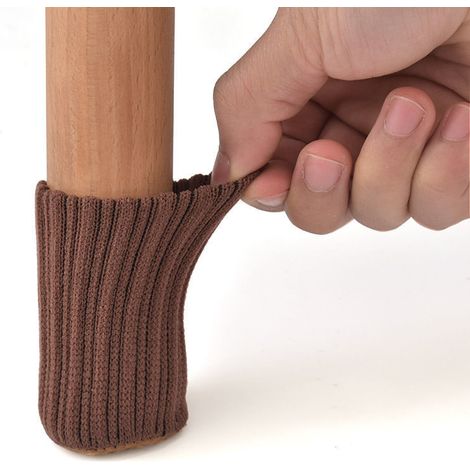 Chaussettes tricotées pour pieds de chaise, protections de sol, réduction de bruit, 8 pièces (café) (1/5)