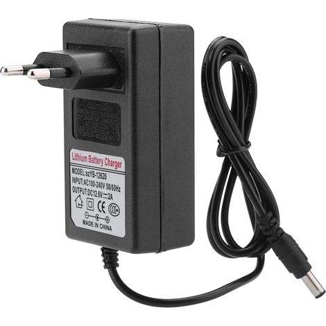 Chargeur de Batterie au Lithium-ION 2 A avec Indicateur LED, Adaptateur d'alimentation DC 12,6 V pour Lampe Frontale, Voiture Jouet et Plus Encore, Large Entrée de Tension (1/5)