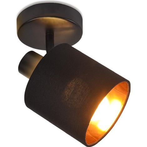 GBLY Deckenlampe 1 Flammig Deckenstrahler Schwarz - Deckenleuchte Vintage Deckenspot E14 Wandstrahler Stoffschrim Schwenkbar 350° MAX.40W für Wohnzimmer Schlafzimmer Flur (ohne Leuchtmittel)