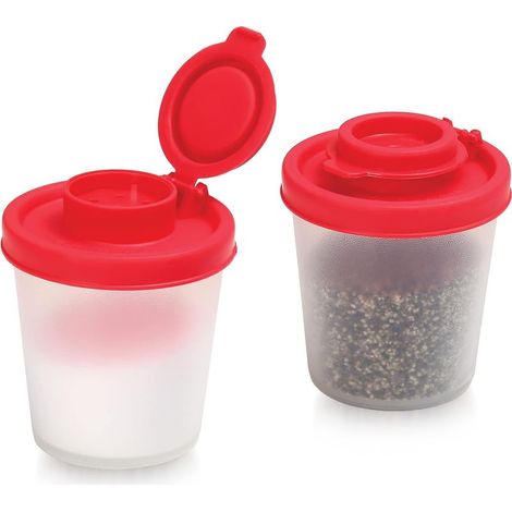 Lot de 2 Salière et Poivrière en Plastique Transparent Sans BPA, Kit Voyage, Pour Sel, Poivre, Épices, Idéal pour Camping, Randonnées, Cuisine (1/5)