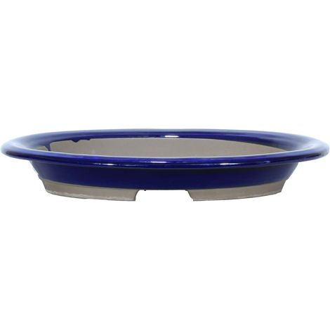 Vaso bonsai ovale smaltato blu 39 cm. (1/2)