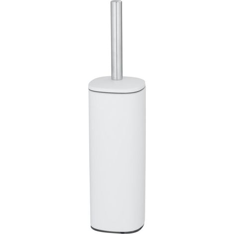 Brosse WC en acier peint ALASSIO, blanc, avec manche argenté,
