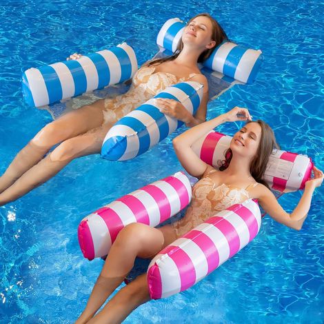 Lot de 2 flotteurs gonflables de piscine pour adultes avec pompe manuelle (1/5)