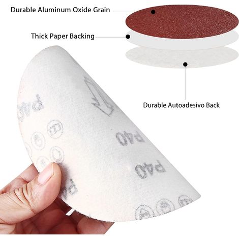 50 disques abrasifs velcro 180mm, diamètre 180mm 50x grain P800 disque de ponçage auto-agrippant pour ponceuse à disque, idéal ponceuse orbitale (1/3)