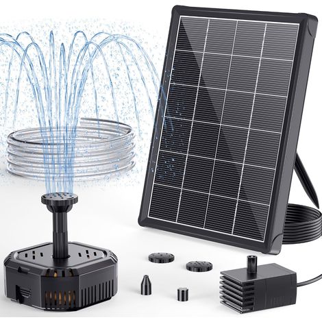 1 Fontaine solaire 4 W avec filtre, Pompe de bassin pour bain d'oiseaux et poissons, Décoration jardin (1/5)