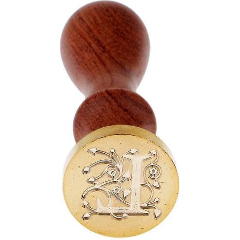 Bâtonnet de cire à lettres alphabet gravées et élégantes avec manche en bois pour loisirs créatifs-L