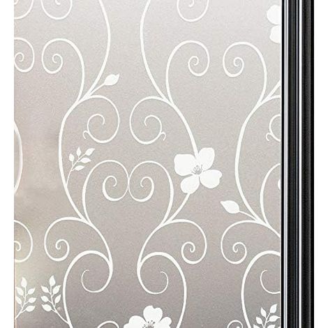 Film Pour Vitre De Confidentialité - 44,3 X 200 Cm - Blanc Fleuri - Adhésif Électrostatique - Protection Anti-Uv - 1 Pièce (1/5)