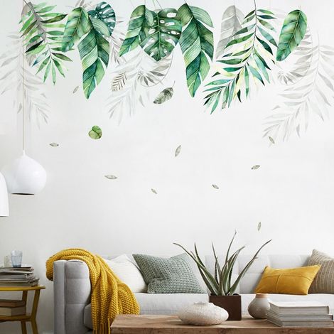 Sticker mural Feuilles de végétation tropicale (Dimensions : 102 cm x 66 cm) (1/5)