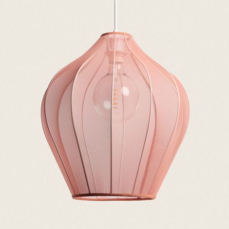 Pendelleuchte aus Metall und Stoff Ø400 mm Yara Rosa Empolvado