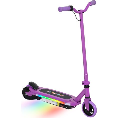 Trottinette électrique pour enfants 6-14 ans, vitesse maximale 10 km/h, lumières LED colorées, frein électrique, violet (1/5)