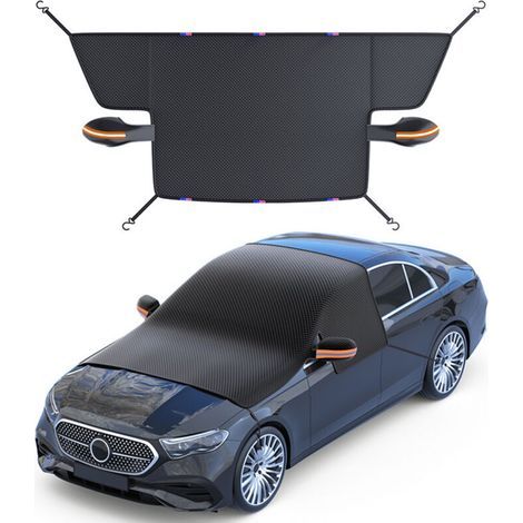 Housse De Pare-Brise pour Voiture.Protection Contre La Glace Et Neige.Couvre Les PoignéEs Porte.Coupe-Vent.Protection Le Gel Soleil.avec RéTroviseurs LatéRaux.Convient à Plupart des Voitures(Standard (1/5)