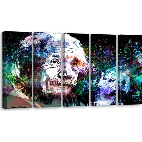 Tableau sur toile en 5 parties Albert Einstein 200x100 (1/5)