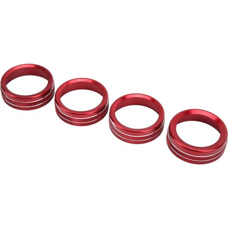 Lot de 4 caches de boutons de console centrale en alliage d'aluminium élégant et antirouille pour Tacoma 2016-2022 (rouge) (1/5)